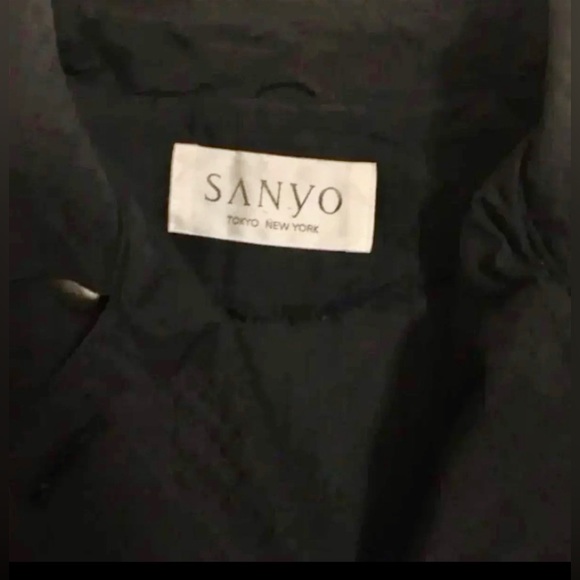 Winter Sanyo Tokyo New York Trench Coat Long Black Size L - Picture 3 of 10